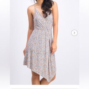 BCBGeneration A-line Midi Dress Sleeveless Surplice Neckline Floral Women's XS